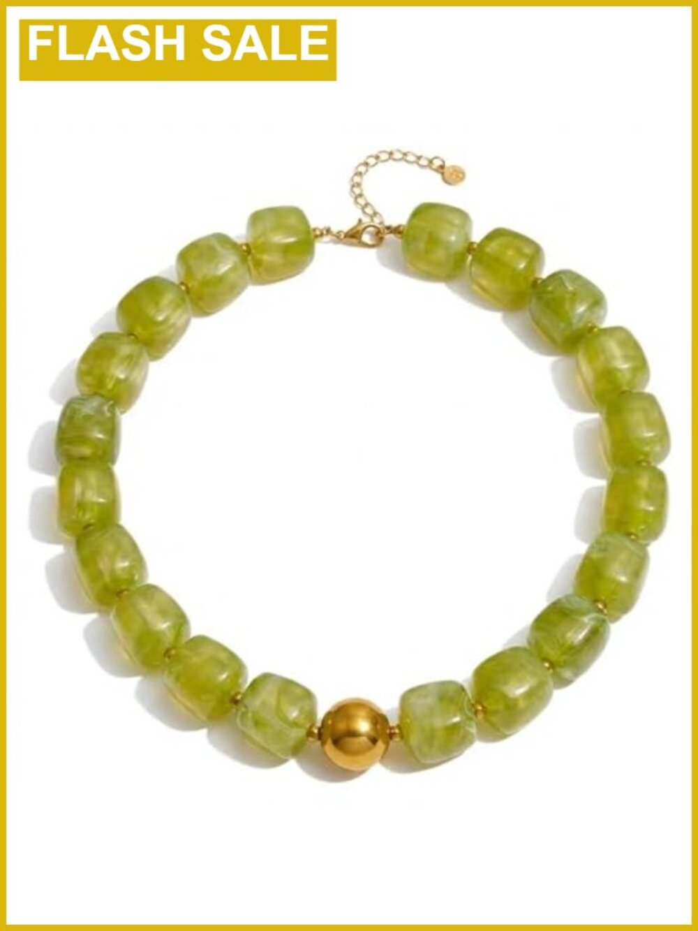 Chunky Beaded Statement Choker Necklace Acrylic Stainless Steel